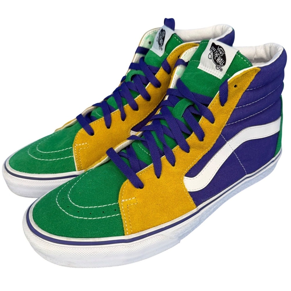 Vans Sk8-Hi High Top Sneakers Mens‎ 11 Green Yellow Purple Colorblock 721454